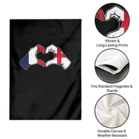 Proud Fance England Heritage Hand Heart Graphic Garden Flag French English Anglo Roots Cross Border Love Unity