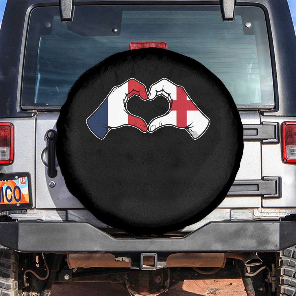 Proud Fance England Heritage Hand Heart Graphic Spare Tire Cover French English Anglo Roots Cross Border Love Unity
