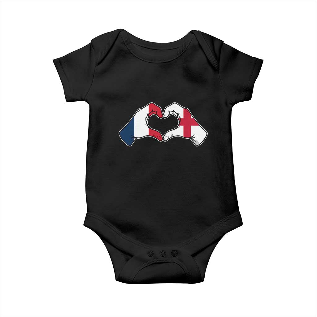 Proud Fance England Heritage Hand Heart Graphic Baby Onesie French English Anglo Roots Cross Border Love Unity