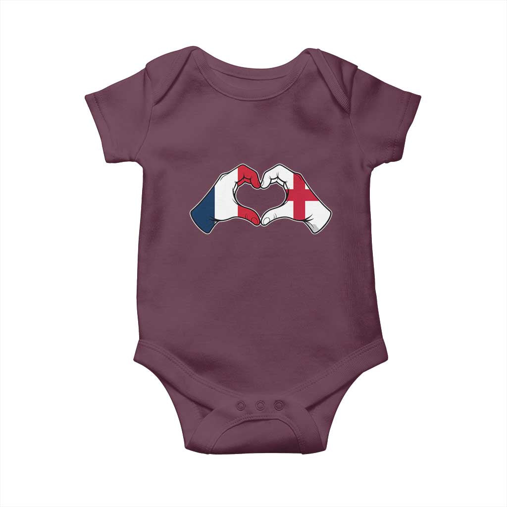 Proud Fance England Heritage Hand Heart Graphic Baby Onesie French English Anglo Roots Cross Border Love Unity