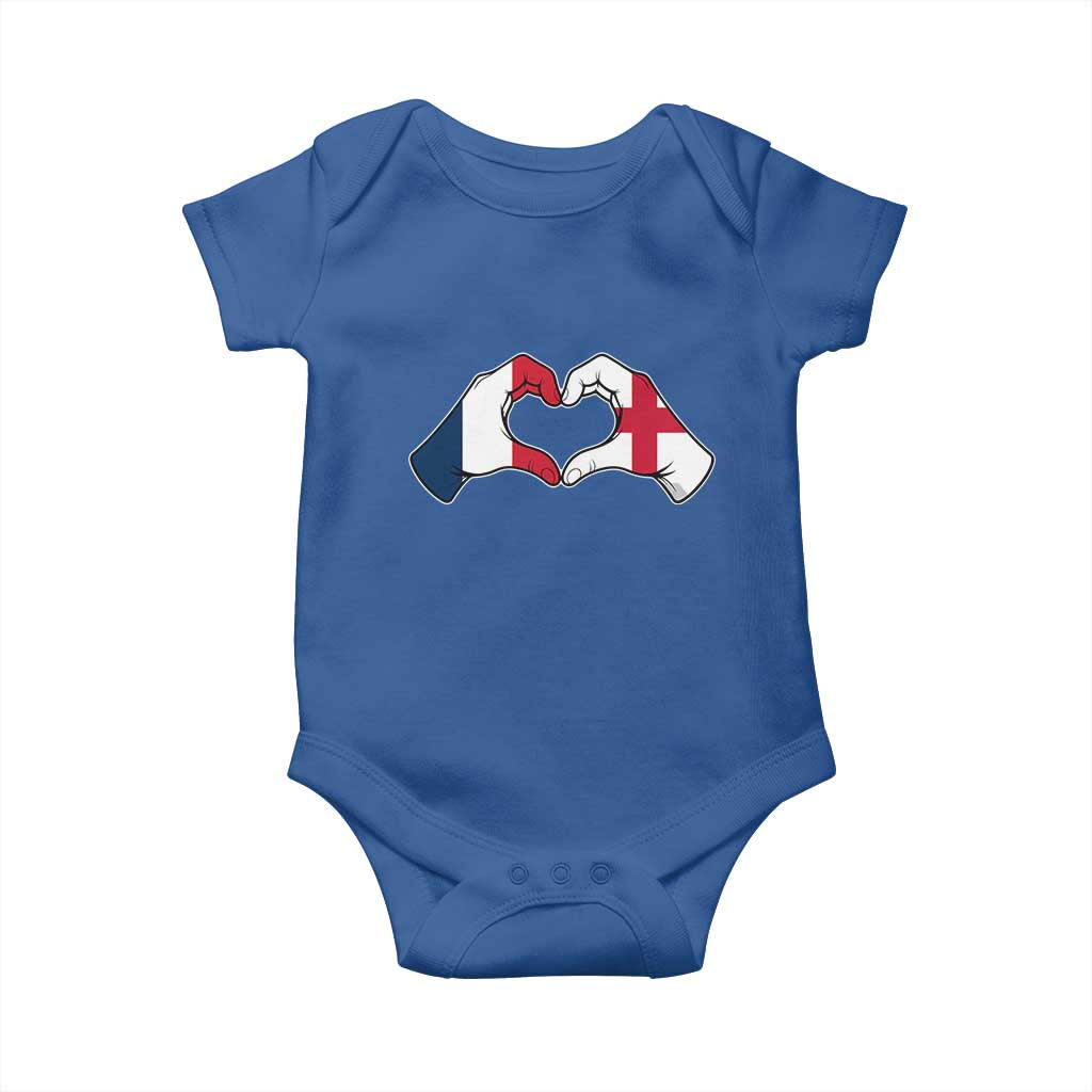 Proud Fance England Heritage Hand Heart Graphic Baby Onesie French English Anglo Roots Cross Border Love Unity