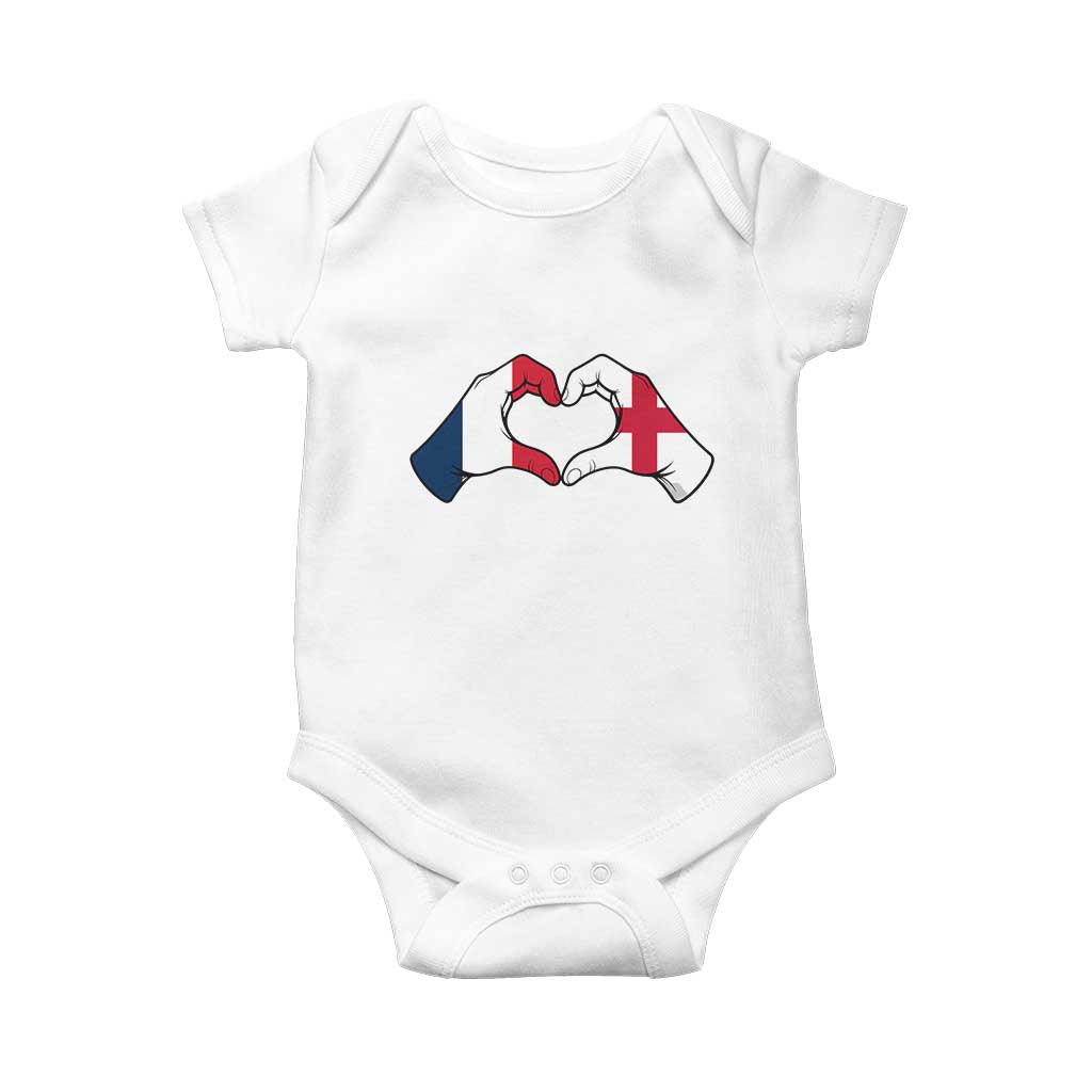 Proud Fance England Heritage Hand Heart Graphic Baby Onesie French English Anglo Roots Cross Border Love Unity