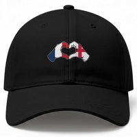Proud Fance England Heritage Hand Heart Graphic Baseball Cap French English Anglo Roots Cross Border Love Unity