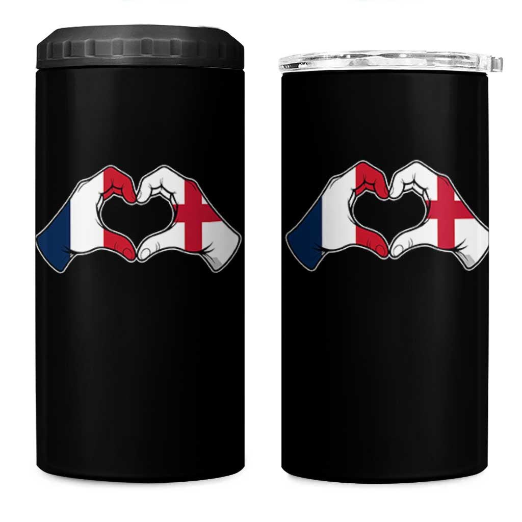 Proud Fance England Heritage Hand Heart Graphic 4 in 1 Can Cooler Tumbler French English Anglo Roots Cross Border Love Unity