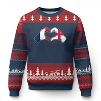 Proud Fance England Heritage Hand Heart Graphic Ugly Christmas Sweater French English Anglo Roots Cross Border Love Unity