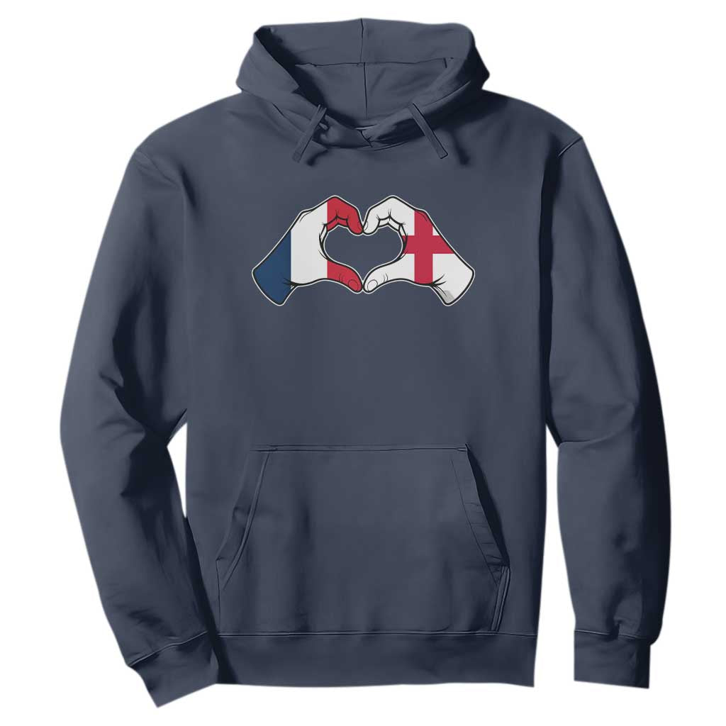 Proud Fance England Heritage Hand Heart Graphic Hoodie French English Anglo Roots Cross Border Love Unity
