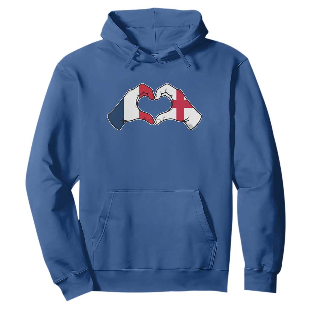 Proud Fance England Heritage Hand Heart Graphic Hoodie French English Anglo Roots Cross Border Love Unity
