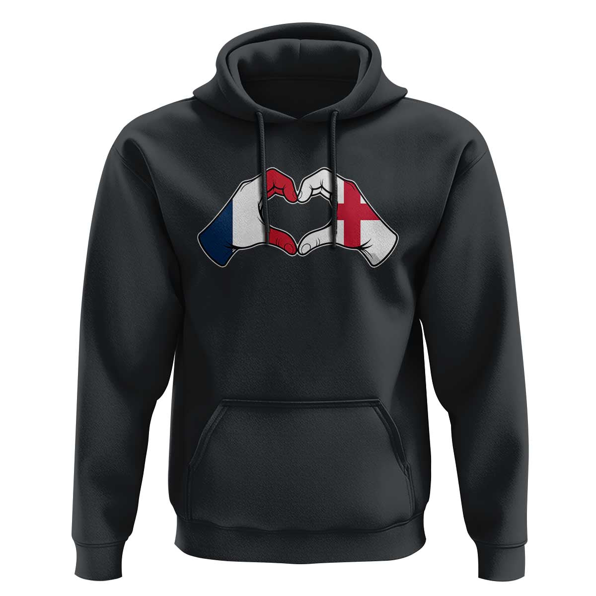 Proud Fance England Heritage Hand Heart Graphic Hoodie French English Anglo Roots Cross Border Love Unity TS02