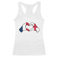 Proud Fance England Heritage Hand Heart Graphic Racerback Tank Top French English Anglo Roots Cross Border Love Unity