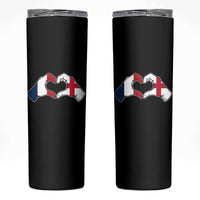 Proud Fance England Heritage Hand Heart Graphic Skinny Tumbler French English Anglo Roots Cross Border Love Unity
