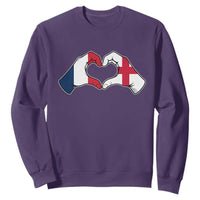 Proud Fance England Heritage Hand Heart Graphic Sweatshirt French English Anglo Roots Cross Border Love Unity