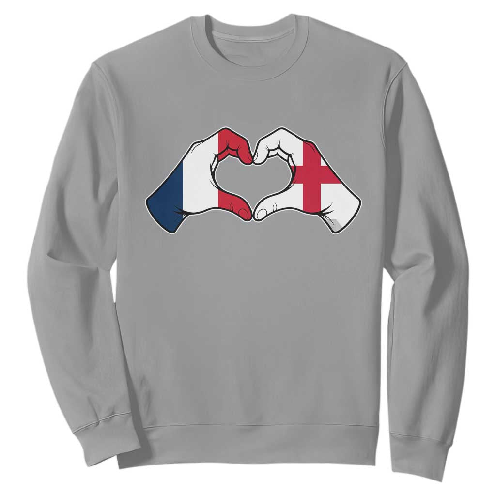Proud Fance England Heritage Hand Heart Graphic Sweatshirt French English Anglo Roots Cross Border Love Unity
