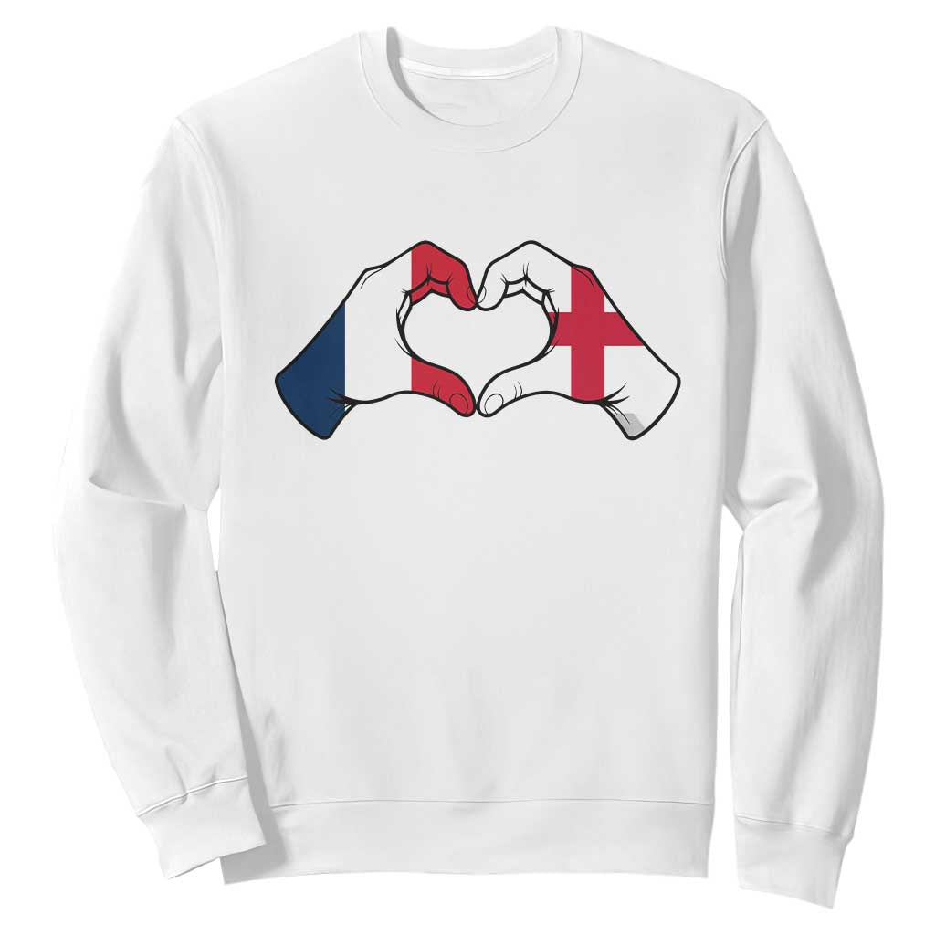 Proud Fance England Heritage Hand Heart Graphic Sweatshirt French English Anglo Roots Cross Border Love Unity