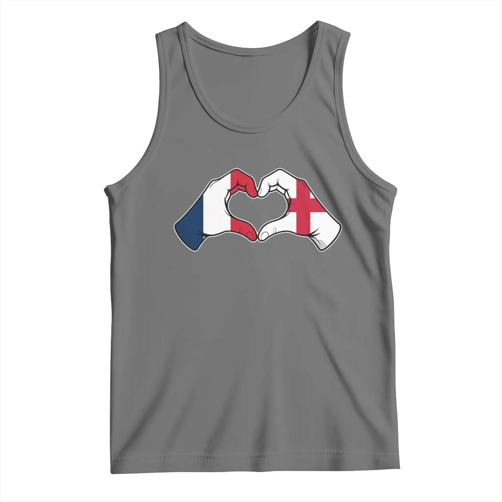 Proud Fance England Heritage Hand Heart Graphic Tank Top French English Anglo Roots Cross Border Love Unity
