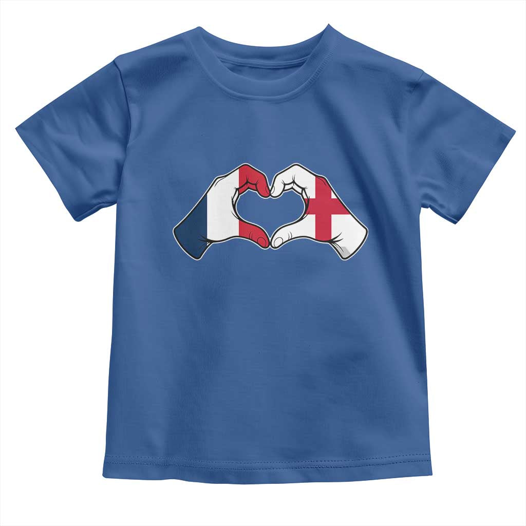 Proud Fance England Heritage Hand Heart Graphic Toddler T Shirt French English Anglo Roots Cross Border Love Unity