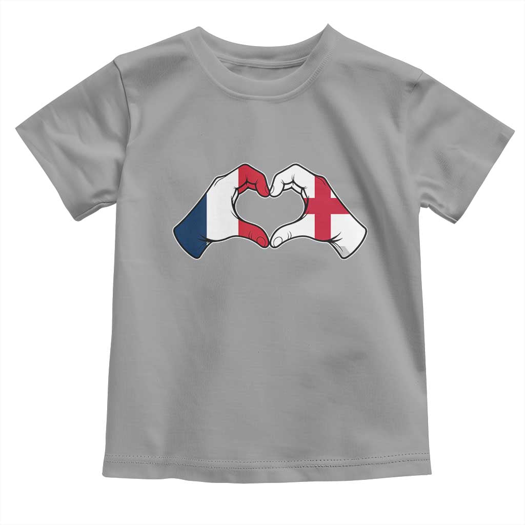 Proud Fance England Heritage Hand Heart Graphic Toddler T Shirt French English Anglo Roots Cross Border Love Unity