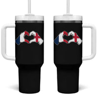Proud Fance England Heritage Hand Heart Graphic Tumbler With Handle French English Anglo Roots Cross Border Love Unity