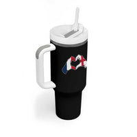 Proud Fance England Heritage Hand Heart Graphic Tumbler With Handle French English Anglo Roots Cross Border Love Unity