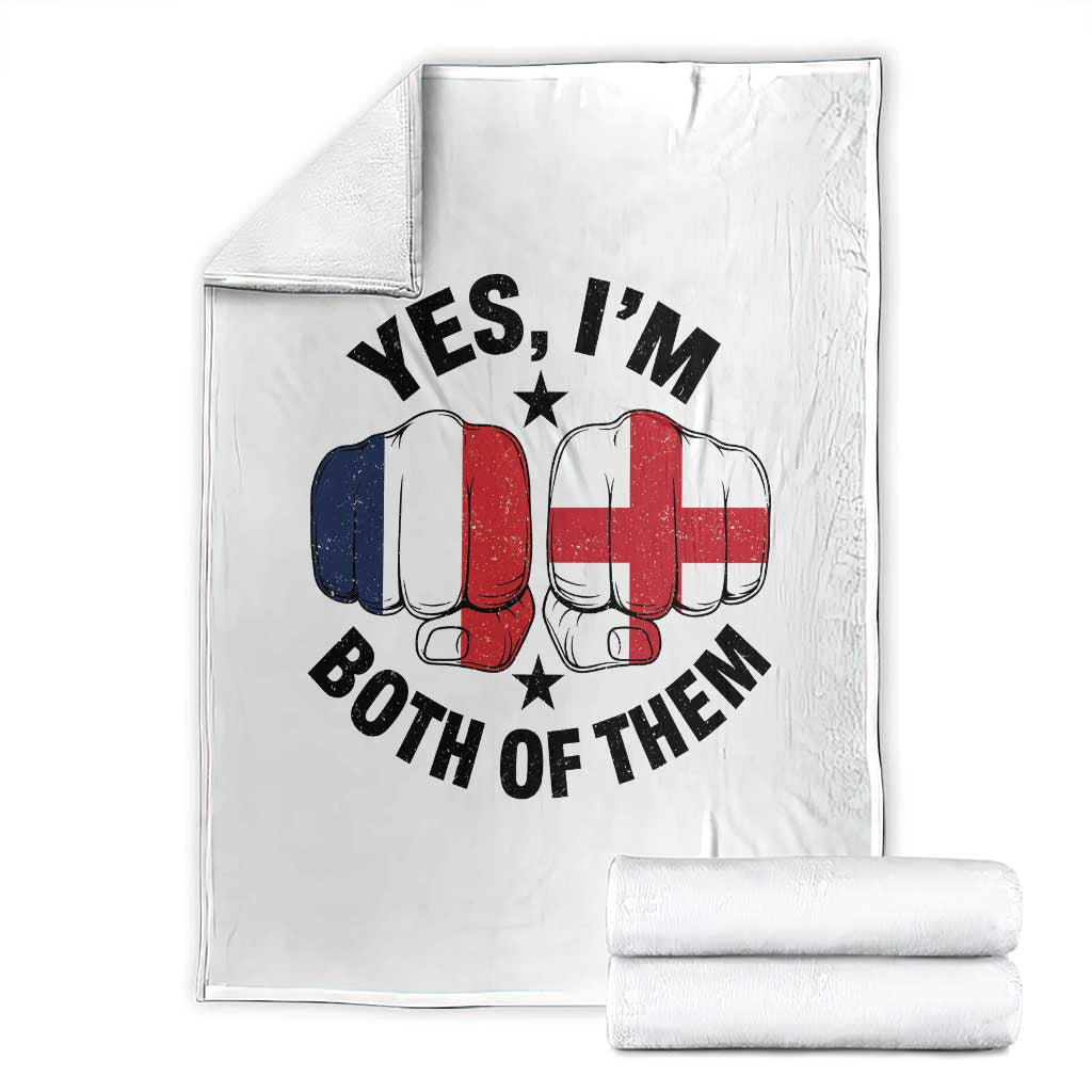 Yes Im Both Of Them France England Flag Fists Graphic Throw Blanket French English Anglo Dual Pride Heritage
