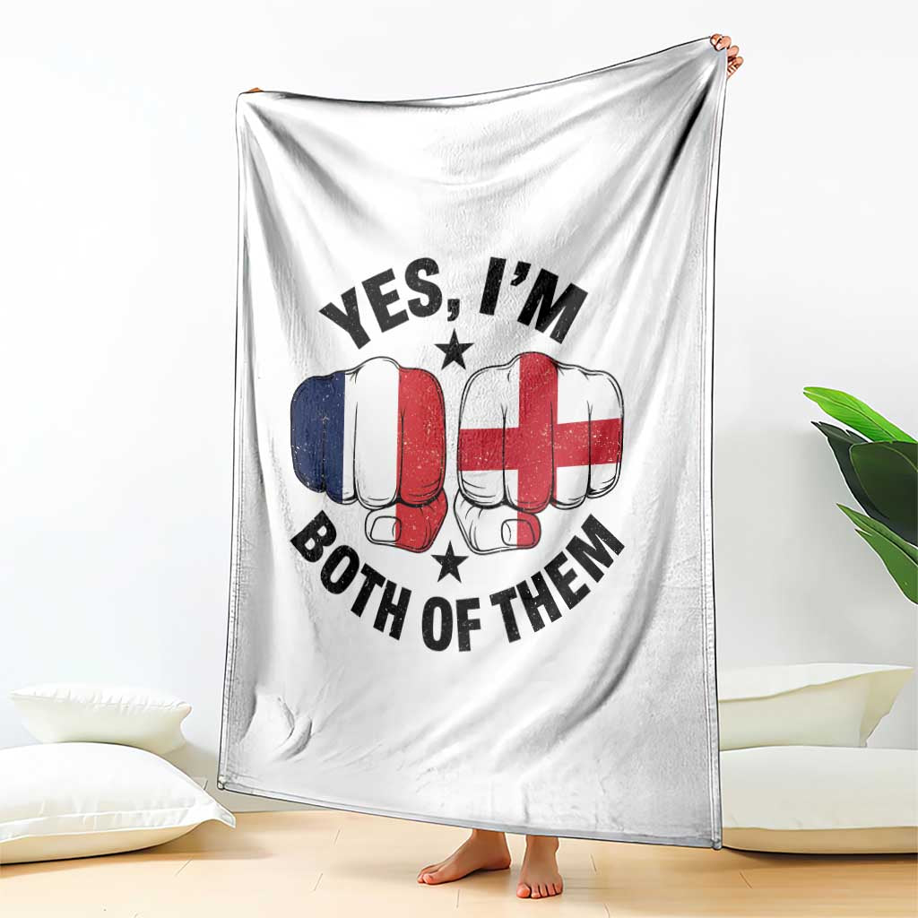 Yes Im Both Of Them France England Flag Fists Graphic Throw Blanket French English Anglo Dual Pride Heritage