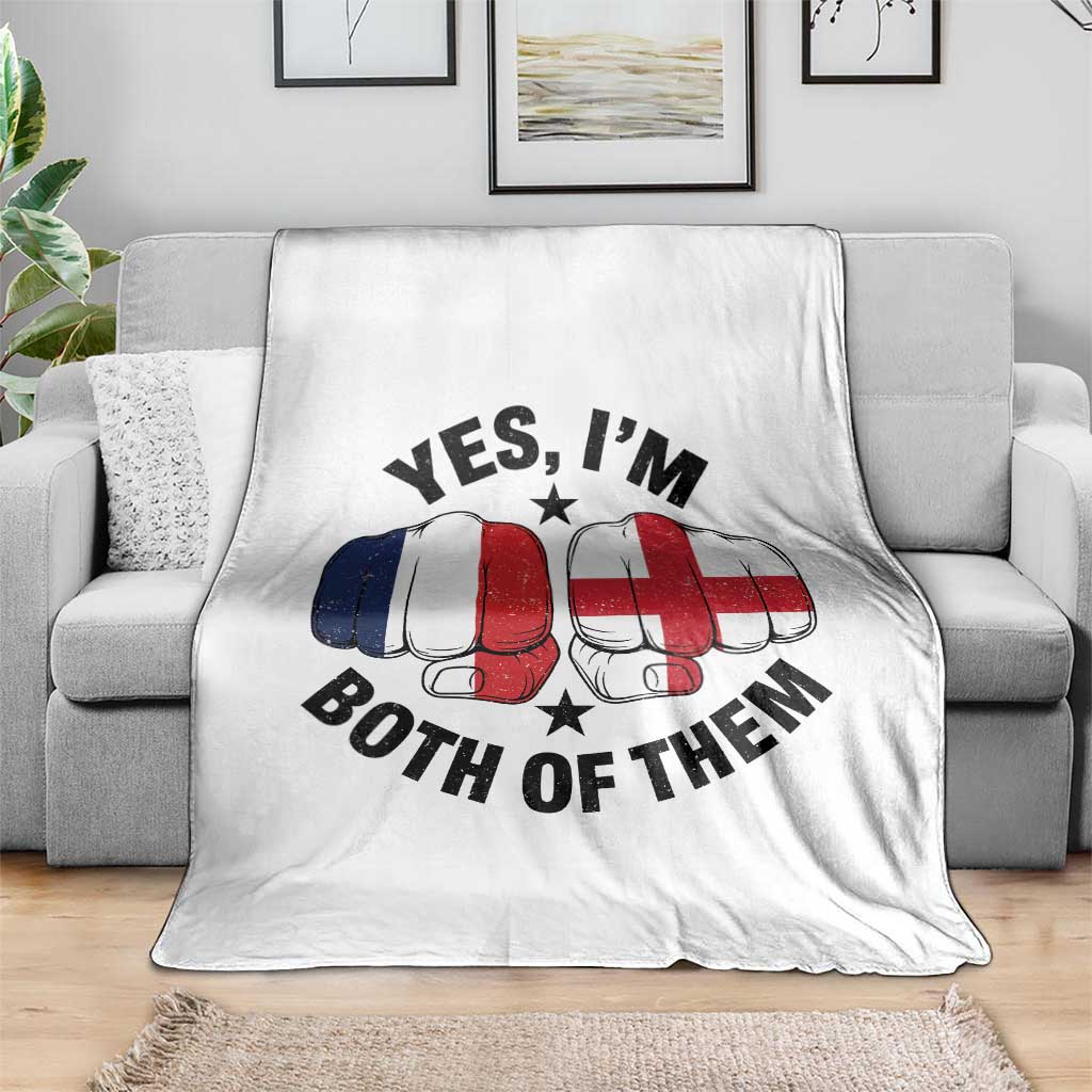 Yes Im Both Of Them France England Flag Fists Graphic Throw Blanket French English Anglo Dual Pride Heritage