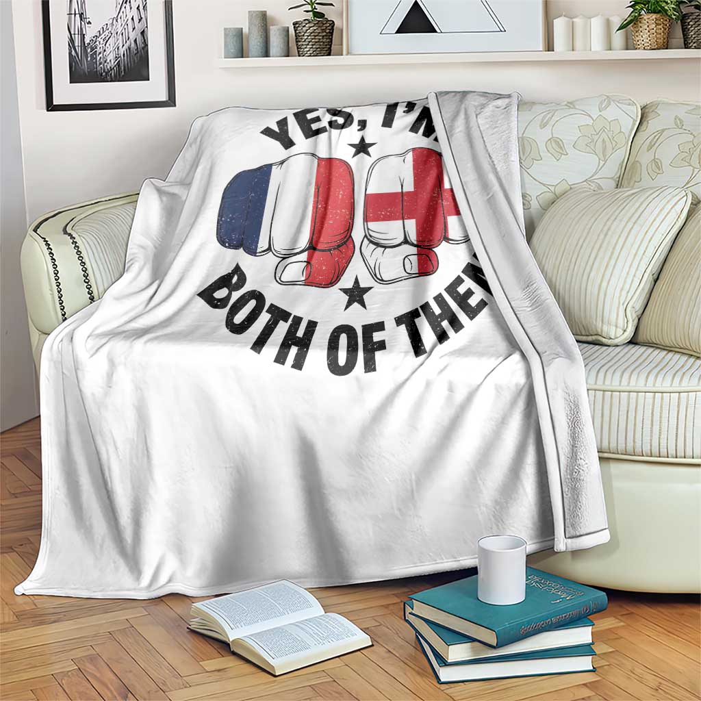 Yes Im Both Of Them France England Flag Fists Graphic Throw Blanket French English Anglo Dual Pride Heritage