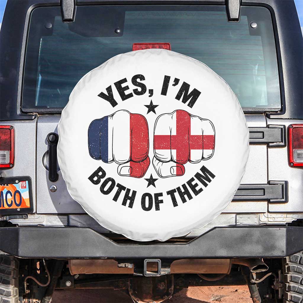 Yes Im Both Of Them France England Flag Fists Graphic Spare Tire Cover French English Anglo Dual Pride Heritage