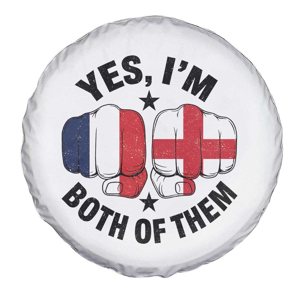 Yes Im Both Of Them France England Flag Fists Graphic Spare Tire Cover French English Anglo Dual Pride Heritage