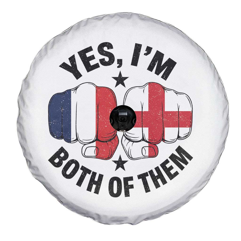 Yes Im Both Of Them France England Flag Fists Graphic Spare Tire Cover French English Anglo Dual Pride Heritage