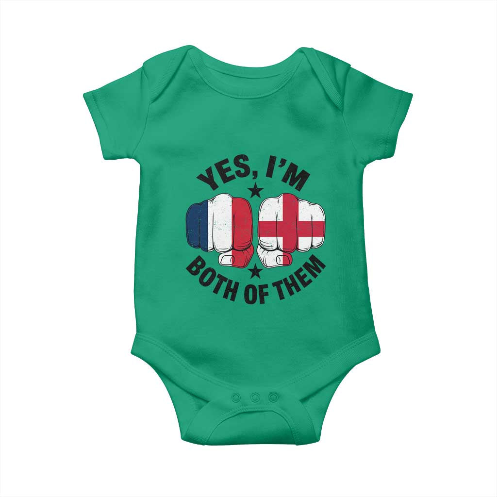 Yes Im Both Of Them France England Flag Fists Graphic Baby Onesie French English Anglo Dual Pride Heritage