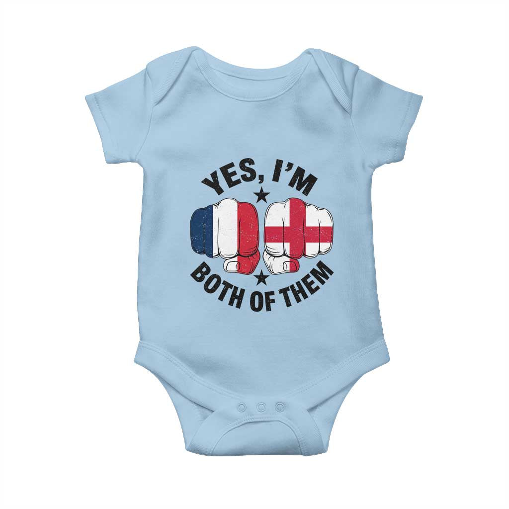 Yes Im Both Of Them France England Flag Fists Graphic Baby Onesie French English Anglo Dual Pride Heritage