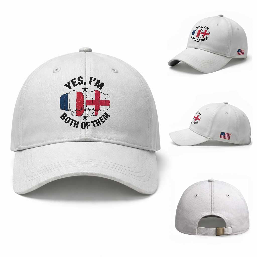 Yes Im Both Of Them France England Flag Fists Graphic Baseball Cap French English Anglo Dual Pride Heritage