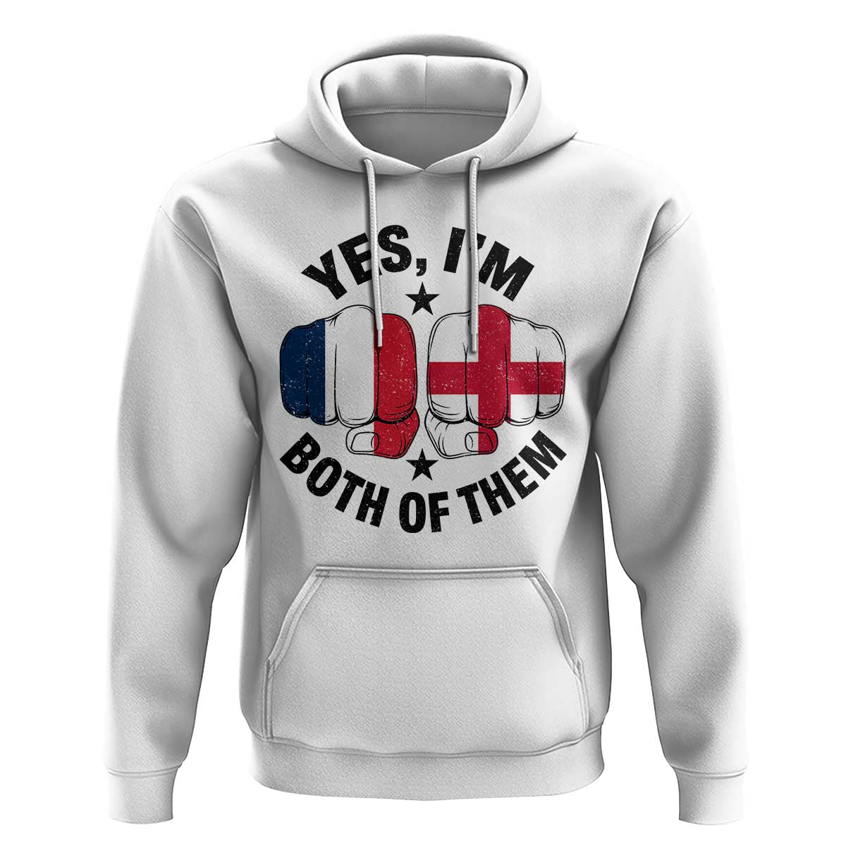Yes Im Both Of Them France England Flag Fists Graphic Hoodie French English Anglo Dual Pride Heritage TS02