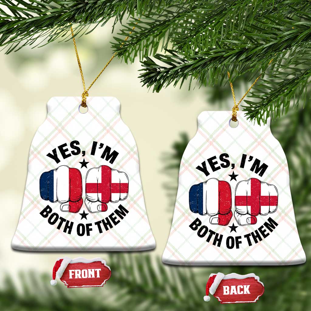 Yes Im Both Of Them France England Flag Fists Graphic Ceramic Ornament French English Anglo Dual Pride Heritage