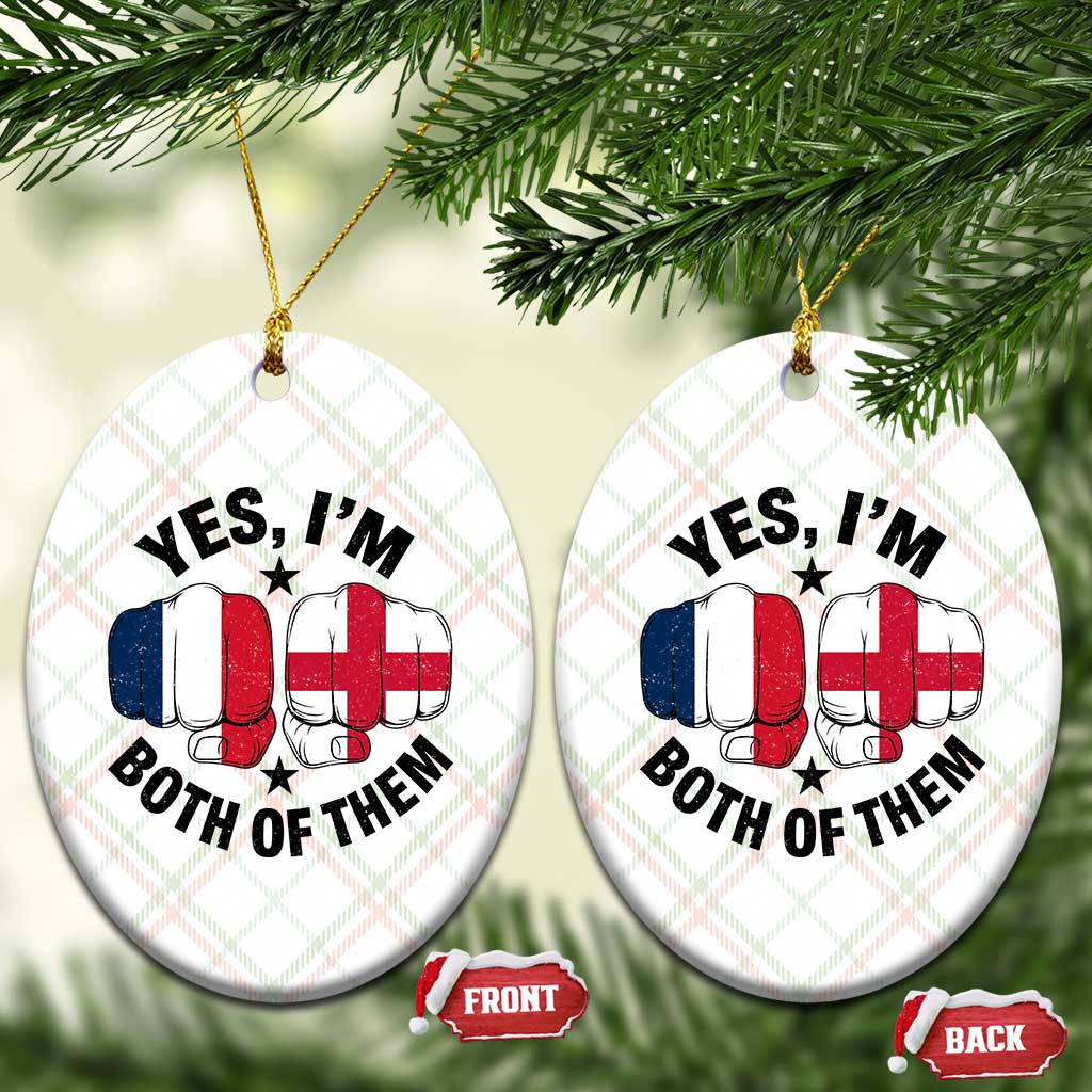Yes Im Both Of Them France England Flag Fists Graphic Ceramic Ornament French English Anglo Dual Pride Heritage