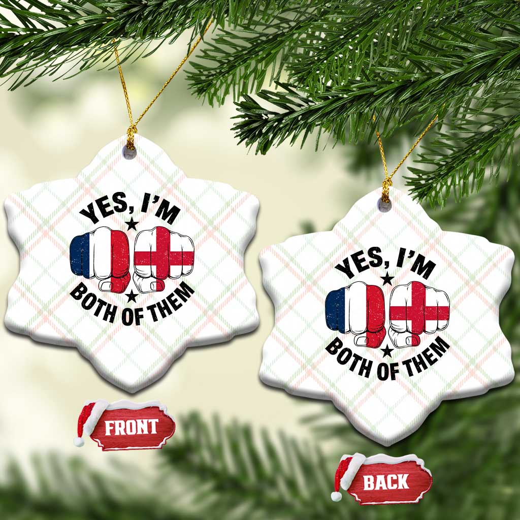 Yes Im Both Of Them France England Flag Fists Graphic Ceramic Ornament French English Anglo Dual Pride Heritage
