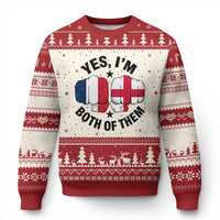 Yes Im Both Of Them France England Flag Fists Graphic Ugly Christmas Sweater French English Anglo Dual Pride Heritage