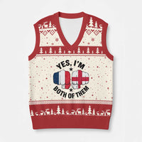 Yes Im Both Of Them France England Flag Fists Graphic V-Neck Knit Sweater Vest French English Anglo Dual Pride Heritage