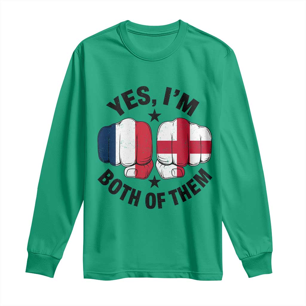 Yes Im Both Of Them France England Flag Fists Graphic Long Sleeve Shirt French English Anglo Dual Pride Heritage