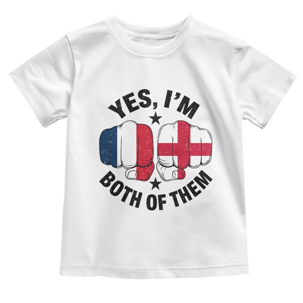 Yes Im Both Of Them France England Flag Fists Graphic Toddler T Shirt French English Anglo Dual Pride Heritage