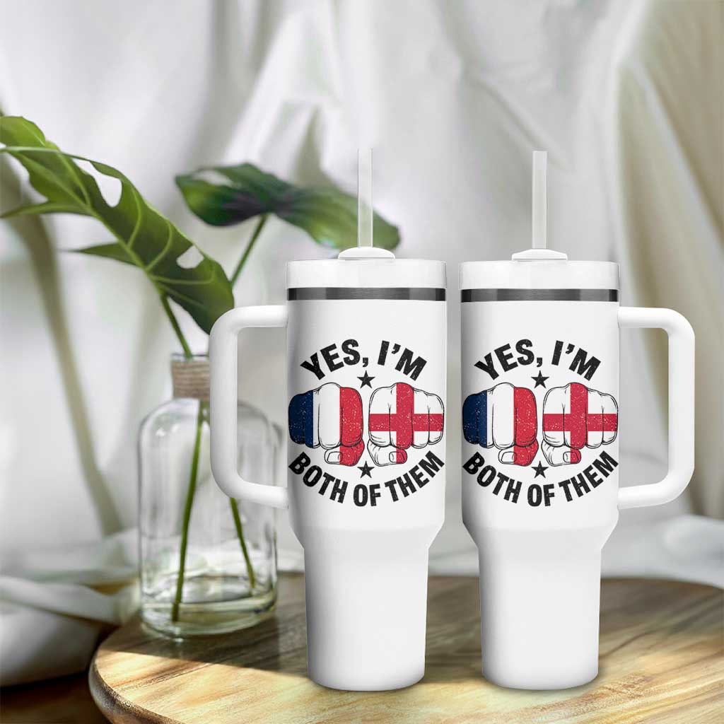 Yes Im Both Of Them France England Flag Fists Graphic Tumbler With Handle French English Anglo Dual Pride Heritage