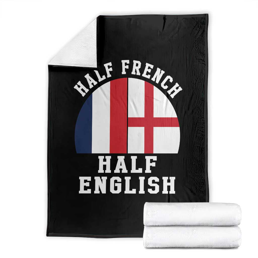 Half French Half English Split Flag Graphic Throw Blanket Patriotic Anglo England France Dual Heritage DNA Ancestry