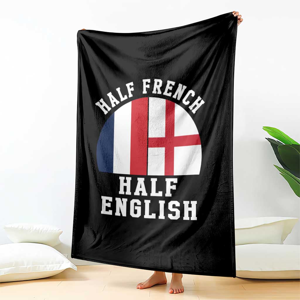 Half French Half English Split Flag Graphic Throw Blanket Patriotic Anglo England France Dual Heritage DNA Ancestry