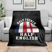 Half French Half English Split Flag Graphic Throw Blanket Patriotic Anglo England France Dual Heritage DNA Ancestry