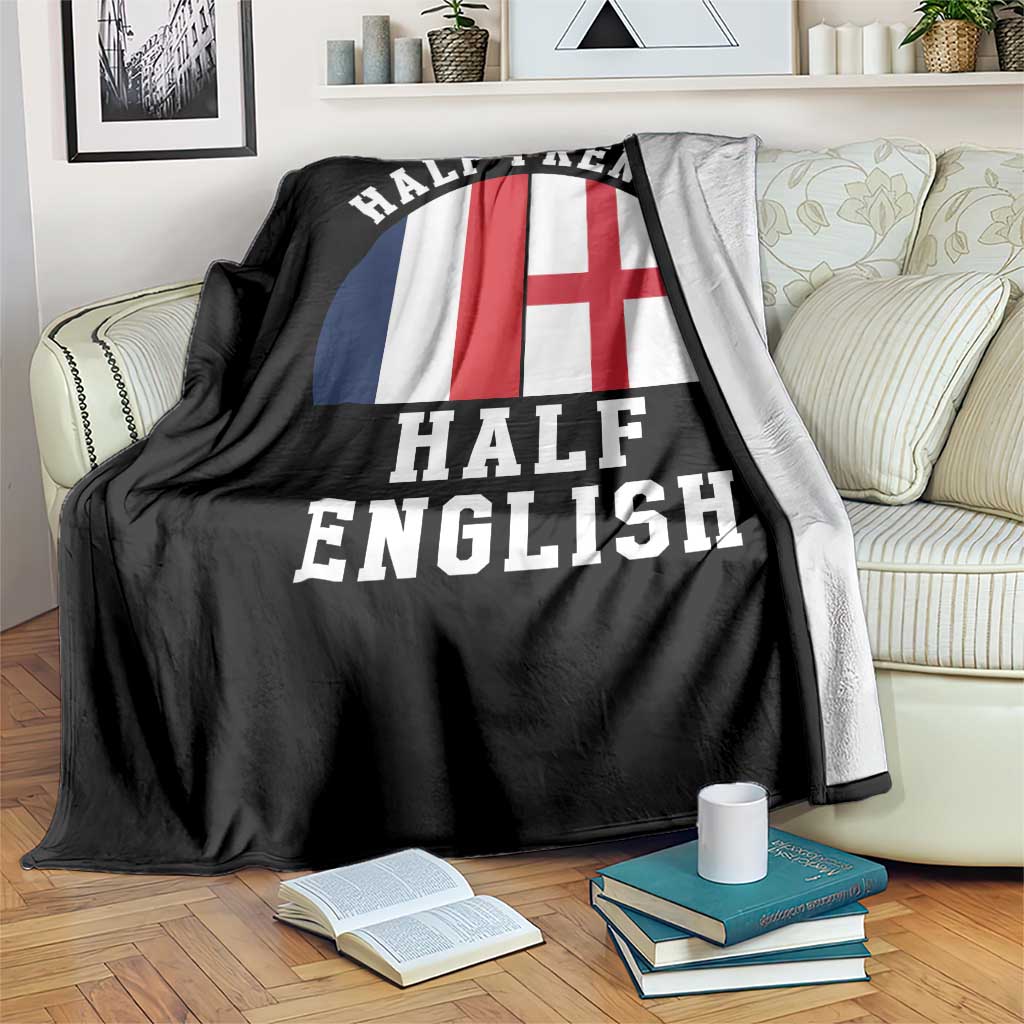 Half French Half English Split Flag Graphic Throw Blanket Patriotic Anglo England France Dual Heritage DNA Ancestry