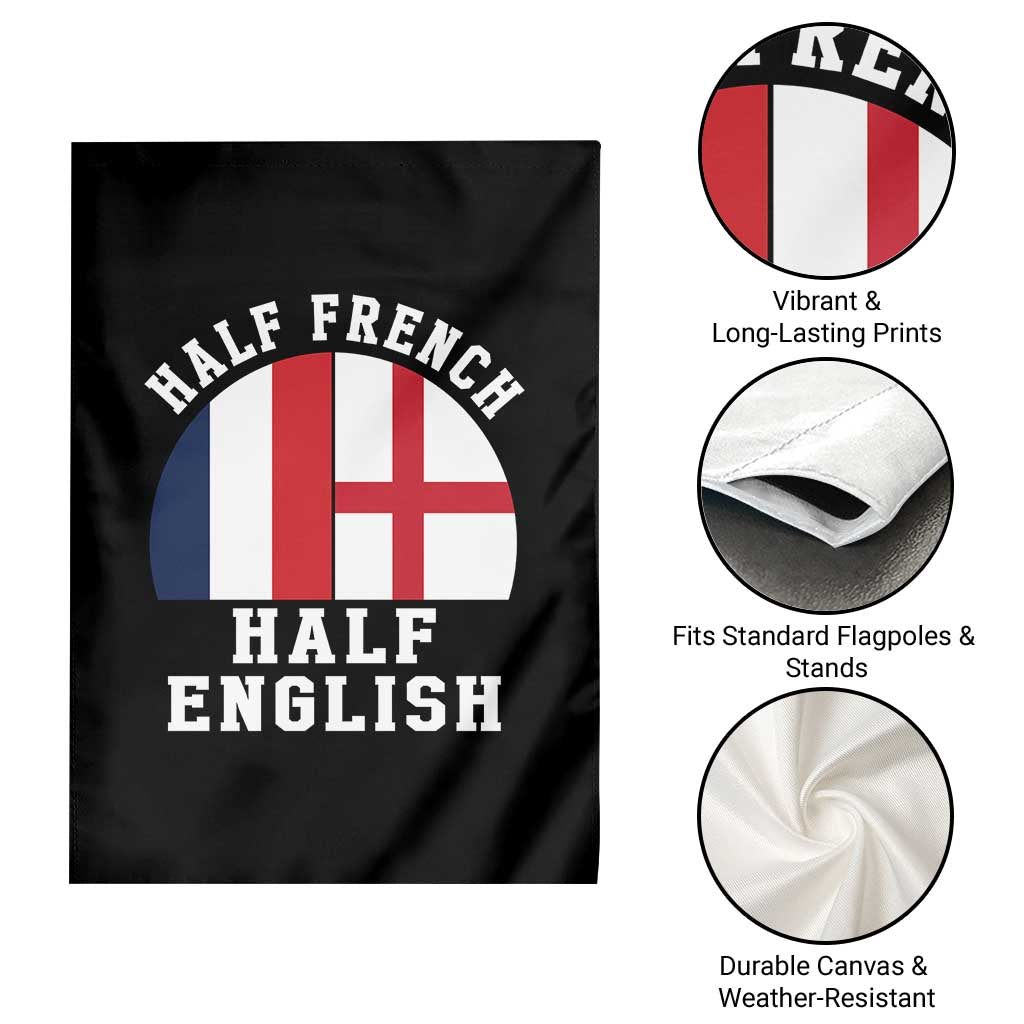 Half French Half English Split Flag Graphic Garden Flag Patriotic Anglo England France Dual Heritage DNA Ancestry