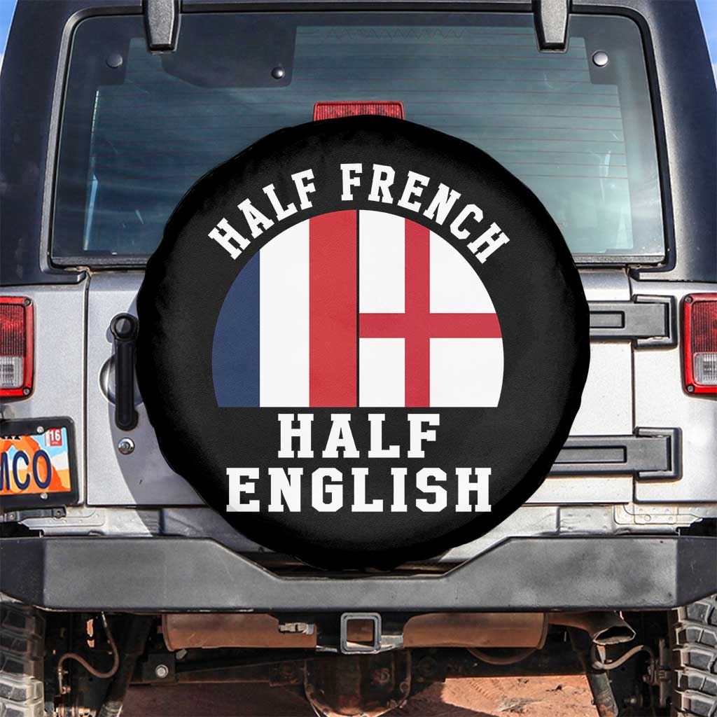 Half French Half English Split Flag Graphic Spare Tire Cover Patriotic Anglo England France Dual Heritage DNA Ancestry