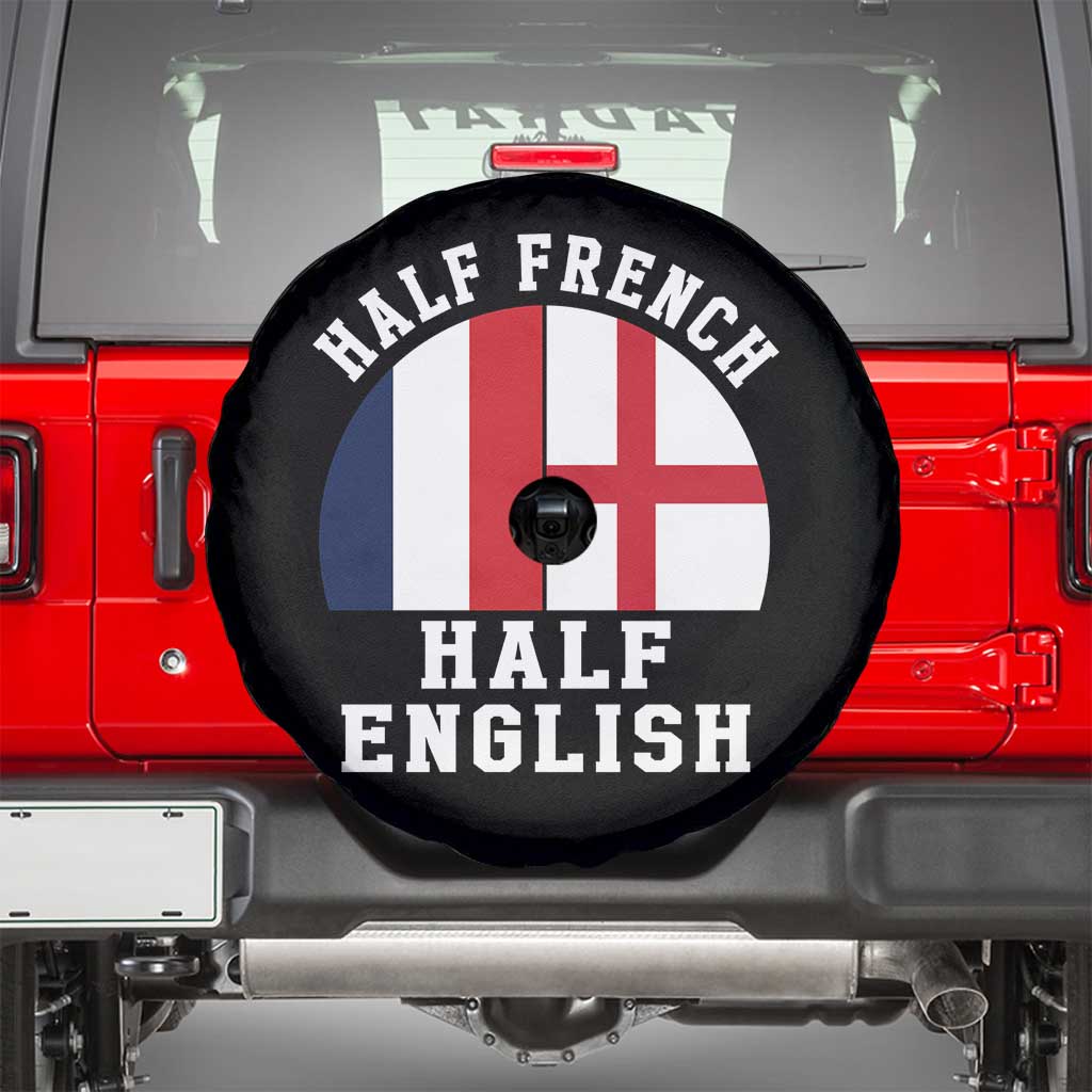 Half French Half English Split Flag Graphic Spare Tire Cover Patriotic Anglo England France Dual Heritage DNA Ancestry