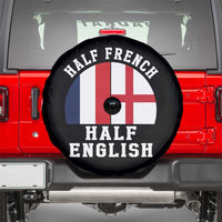 Half French Half English Split Flag Graphic Spare Tire Cover Patriotic Anglo England France Dual Heritage DNA Ancestry