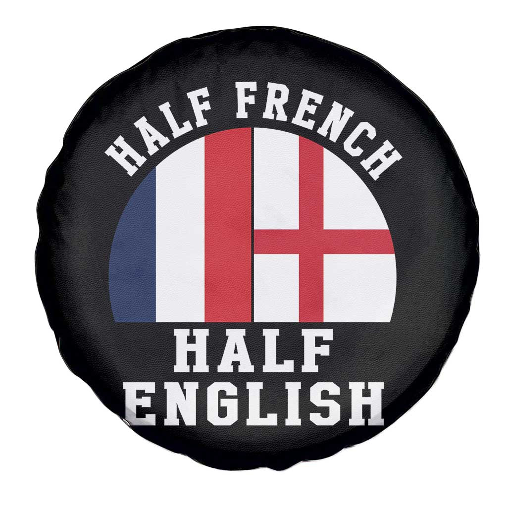 Half French Half English Split Flag Graphic Spare Tire Cover Patriotic Anglo England France Dual Heritage DNA Ancestry